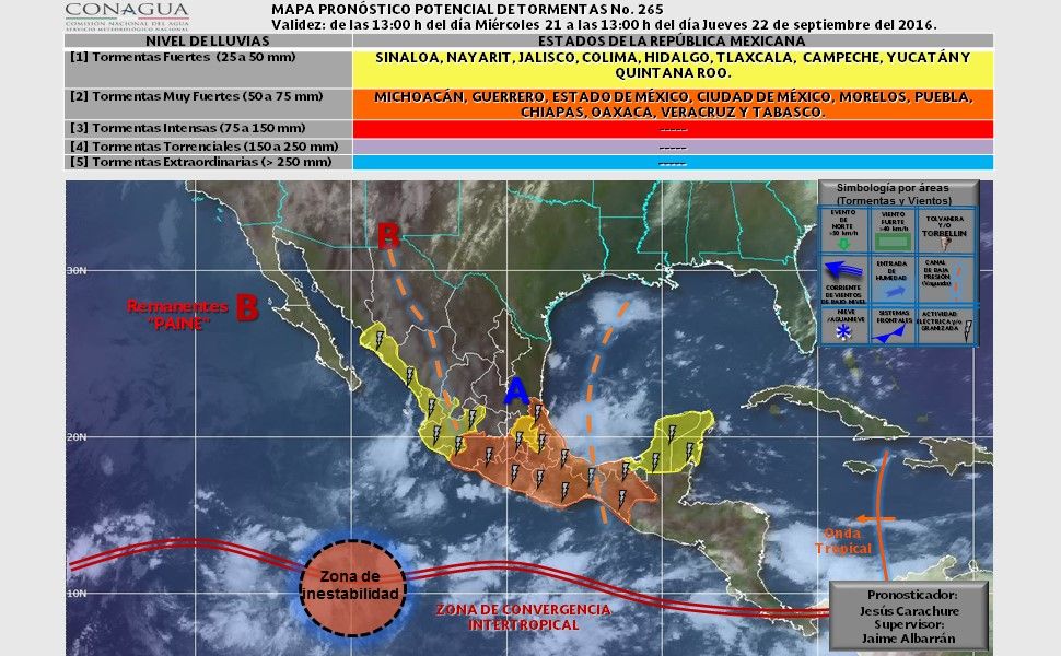 Tormentas afectarán centro y sureste del país - pronostico-2209-2