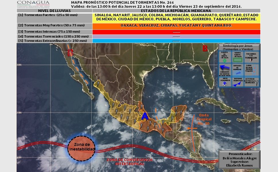 Tormentas intensas en el sur y sureste del país - pronostico-2309