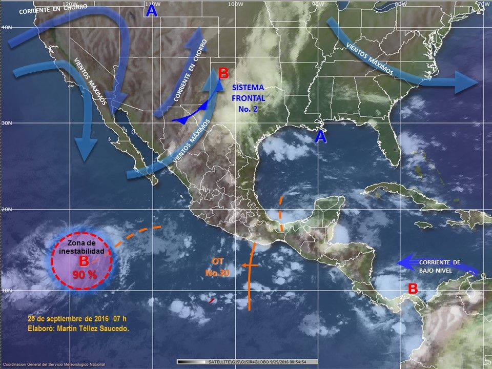 Frente frío 2 y la onda tropical 30 ocasionarán lluvias en todo el país - pronostico-2509