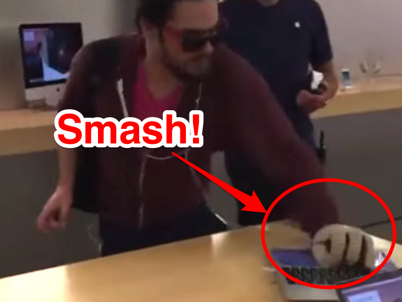 Video: hombre causa destrozos en Apple Store en Francia