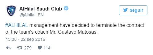 Gustavo Matosas renuncia al AlHilal porque le quisieron imponer jugadores - tuit-al-hilal