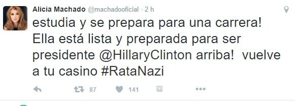 Clinton recuerda cuando Trump se burló de Alicia Machado - tuit-machado-3