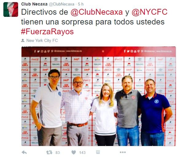 Pirlo, Lampard y David Villa jugarán en Aguascalientes - tuit-necaxa