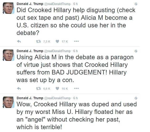 Trump arremete contra Machado y Clinton en Twitter - tweets-trump-machado