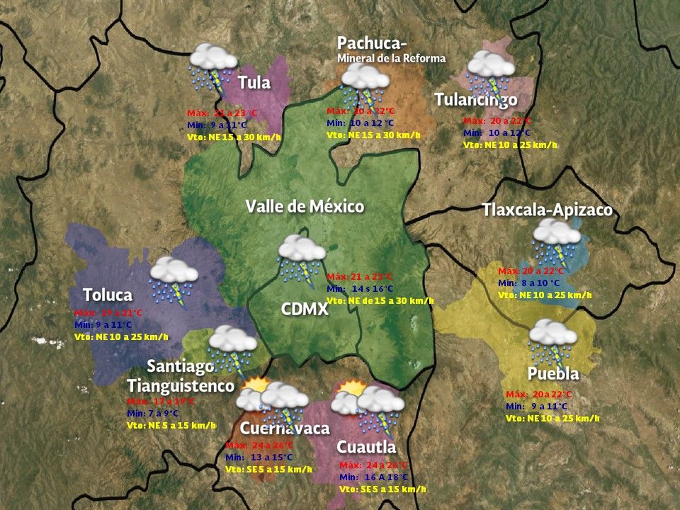 Tormentas afectarán centro y sureste del país - vdm-2209