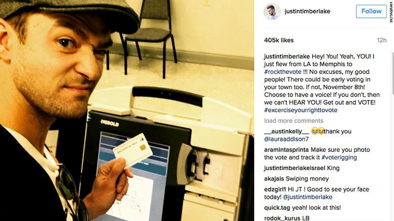 Justin Timberlake podría ir a la cárcel por una selfie - 161025124116-justin-timberlake-voting-selfie-exlarge-169