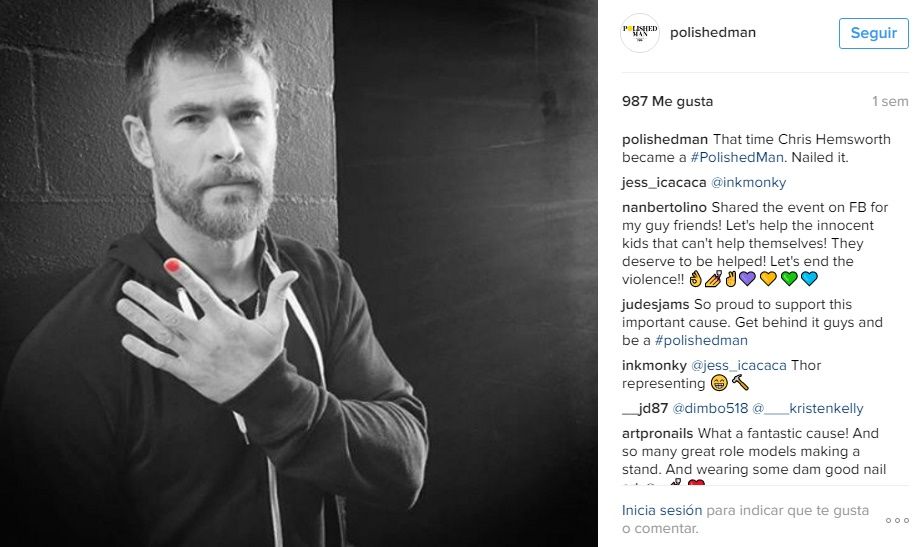 La razón por la que hombres se pintan las uñas en Instagram - chris-hemsworth