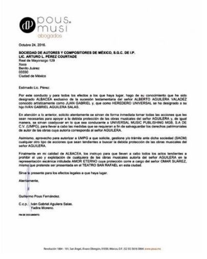 Prohiben utilizar música de Juan Gabriel en obra de teatro - comunicado-3