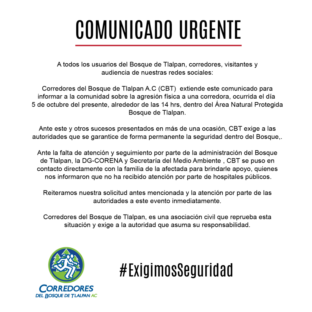 Atacan a corredora en el Bosque de Tlalpan - comunicado-corredores-1024x1024