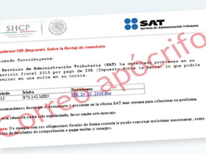 Alertan por fraudes mediante correos falsos del SAT