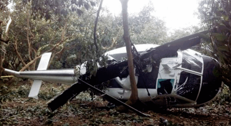 Accidente de helicóptero deja dos muertos en Colima