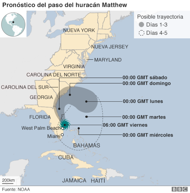 Huracán Matthew podría golpear nuevamente a Florida y Bahamas - hurazcán-matthew