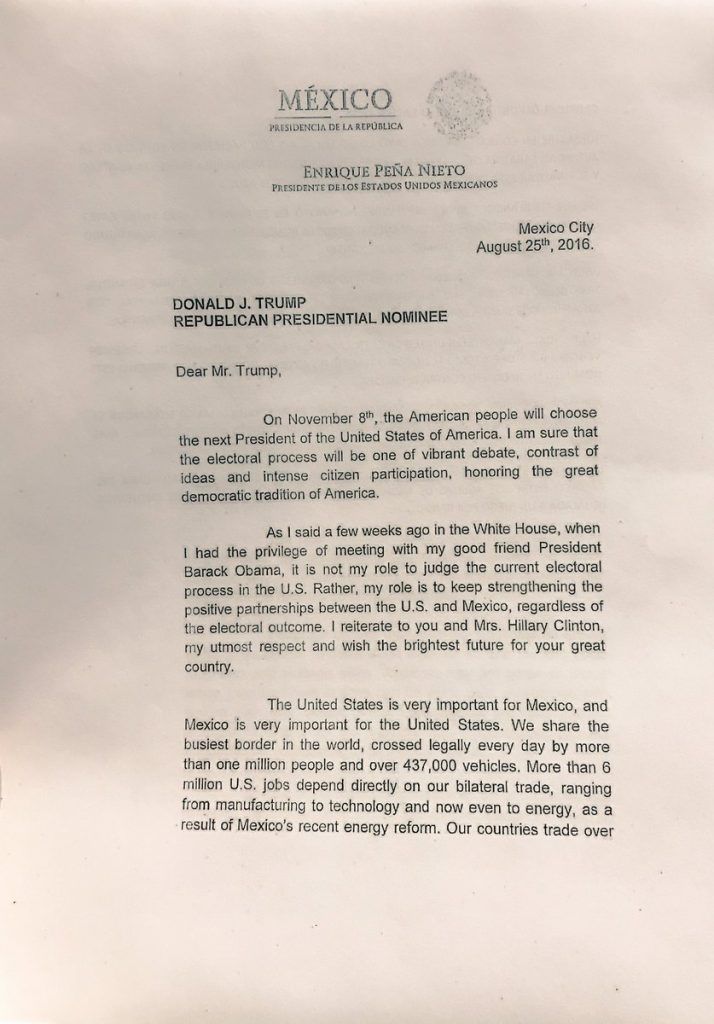 Publican cartas de invitación de EPN a Trump y Clinton - invitacion-trump-1-714x1024