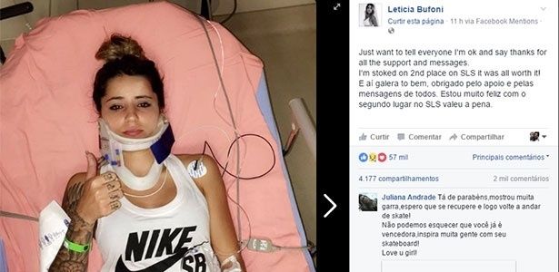 Leticia Bufoni sufre caída en competencia de skateboard - leticia-bufoni