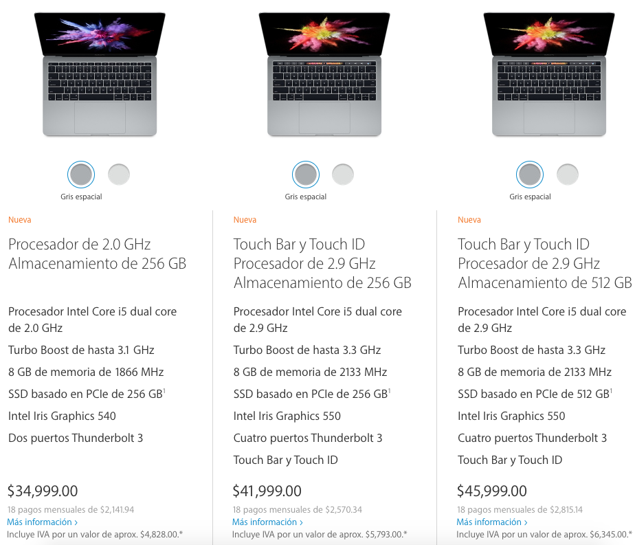 Apple presenta la nueva MacBook Pro - precios-macbook-pro-13