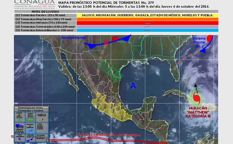 Lluvias de baja a mediana intensidad en gran parte de México - pronostico-0610-2