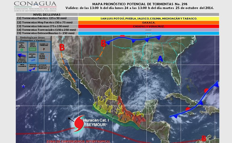 Se esperan lluvias muy fuertes en Veracruz y Chiapas - pronostico-25102