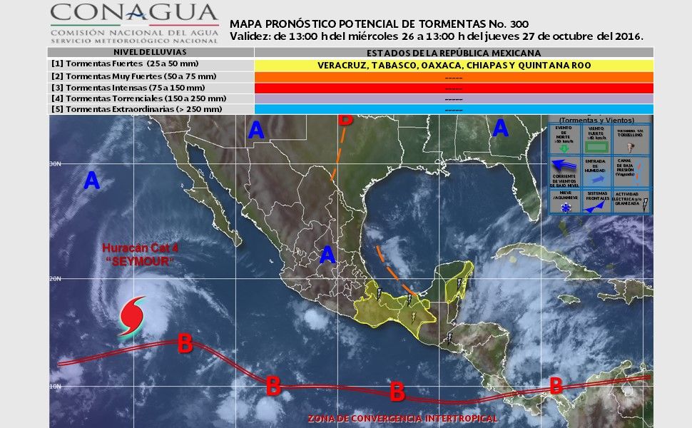 Tormentas muy fuertes afectarán el sureste del país - pronostico-27102