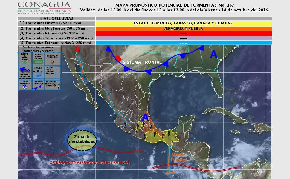 Continuarán las lluvias en varios estados de México - pronostico14102