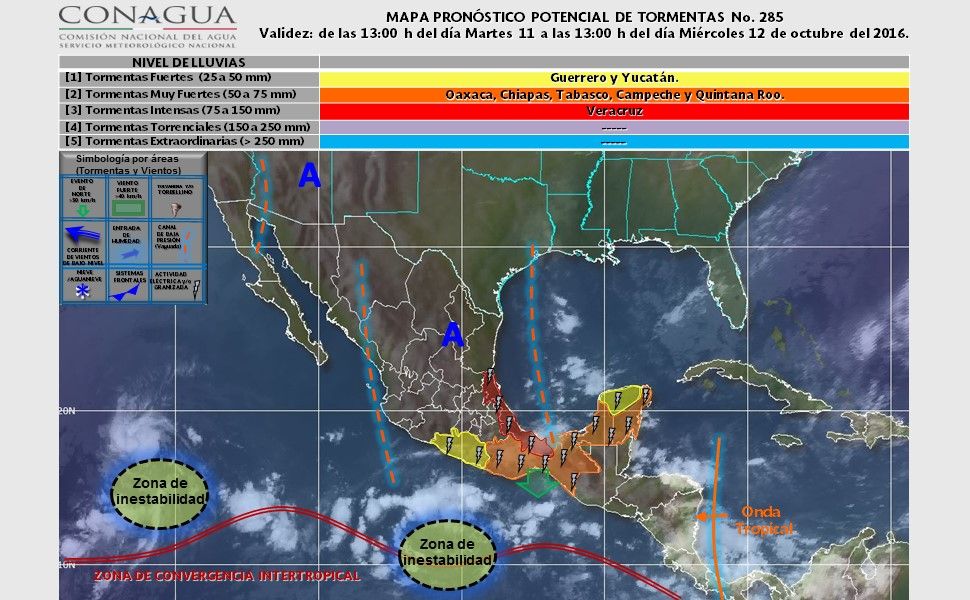 Continuarán las lluvias en varios estados del país - pronòstico-12102