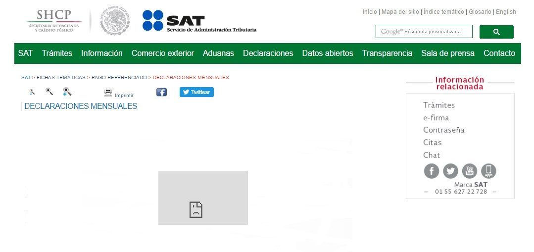 Falla la página web del SAT