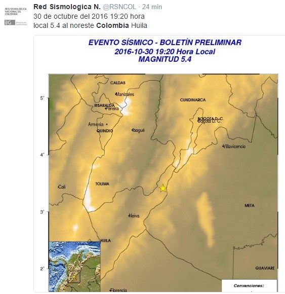 Sismo magnitud 5.4 en Colombia - sismo-colombia