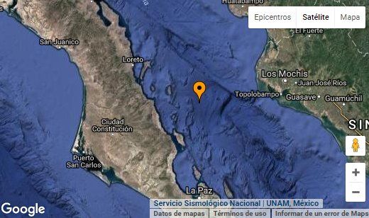 Sismo 5.3 en el Mar de Cortés