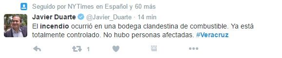 Se incendia bodega en el puerto de Veracruz - tuit-duarte