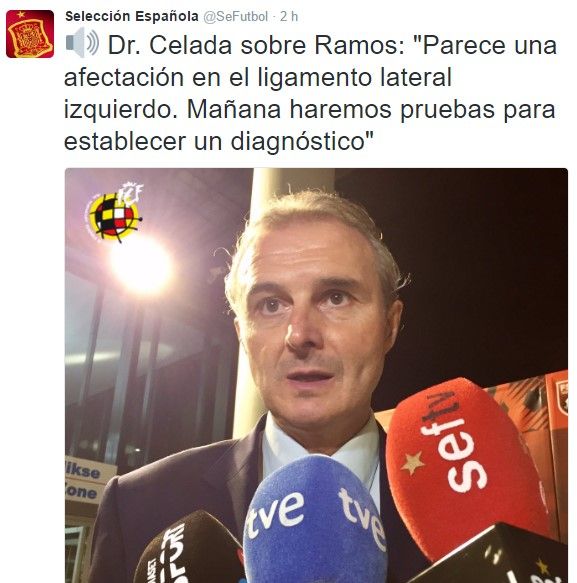 Sergio Ramos fuera por un mes - tuit-españa-ramos