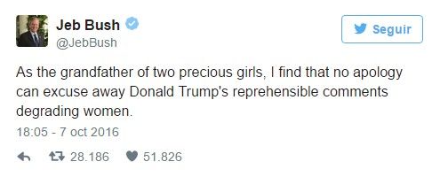 Llueven críticas a Trump tras escándalo sexual - tuit-jeb-bush