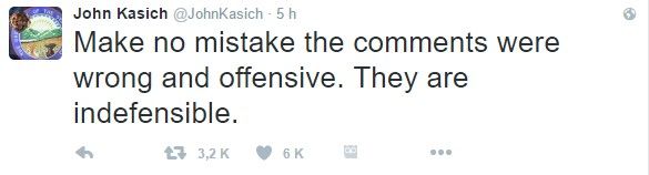 Llueven críticas a Trump tras escándalo sexual - tuit-kasich