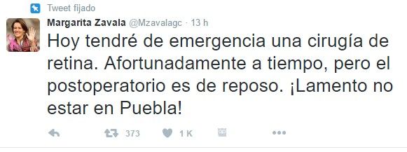 Operan con éxito a Margarita Zavala - tuit-margarita