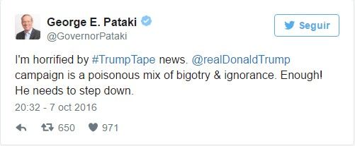 Llueven críticas a Trump tras escándalo sexual - tuit-pataki