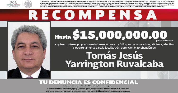 La recompensa de 15 mdp por información para aprehender a Tomás Yarrington - Tomás-Yarrington-2