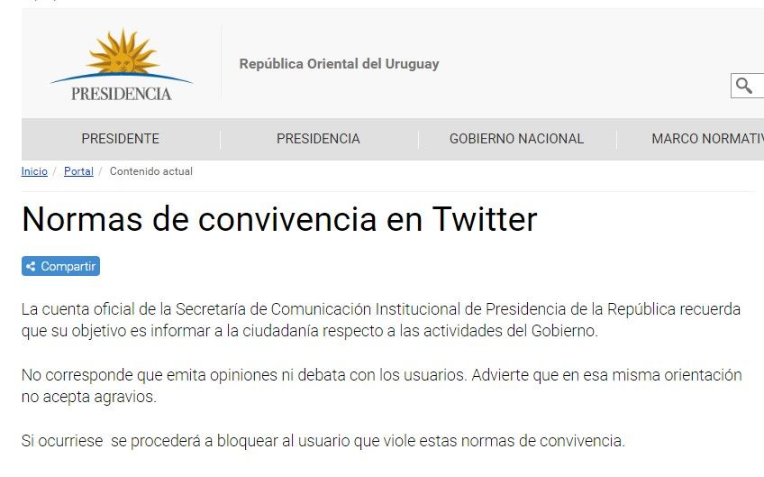 Gobierno de Uruguay bloqueará a quien los insulte en Twitter - Uruguay-II