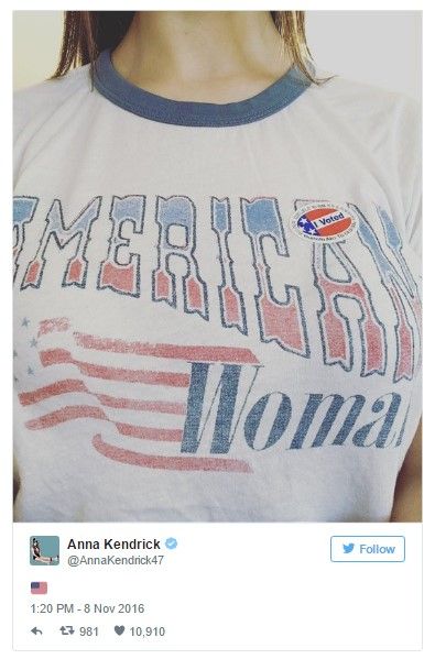 Los famosos en el día de la elección presidencial de EE.UU. - anna-kendrick