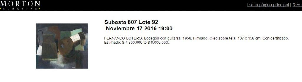 Subastarán por primera vez en México un óleo de Botero - bodegón-1024x281