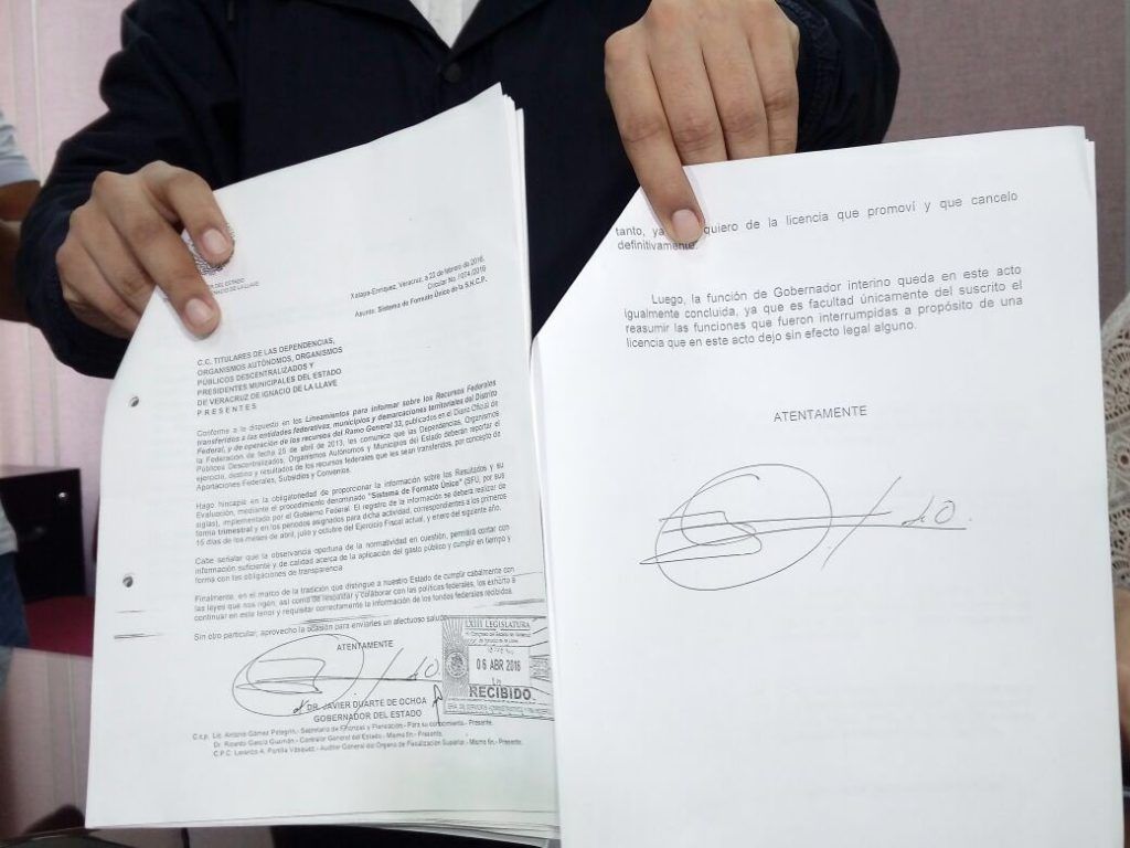 Javier Duarte buscaría regresar para concluir su mandato - carta-javier-duarte-1024x768