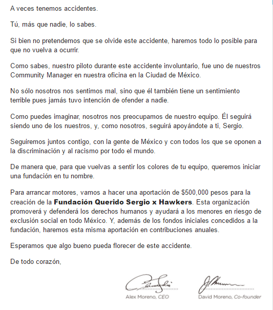 Hawkers le ofrece a Checo Pérez crear una fundación a su nombre - comunicados-hawkers