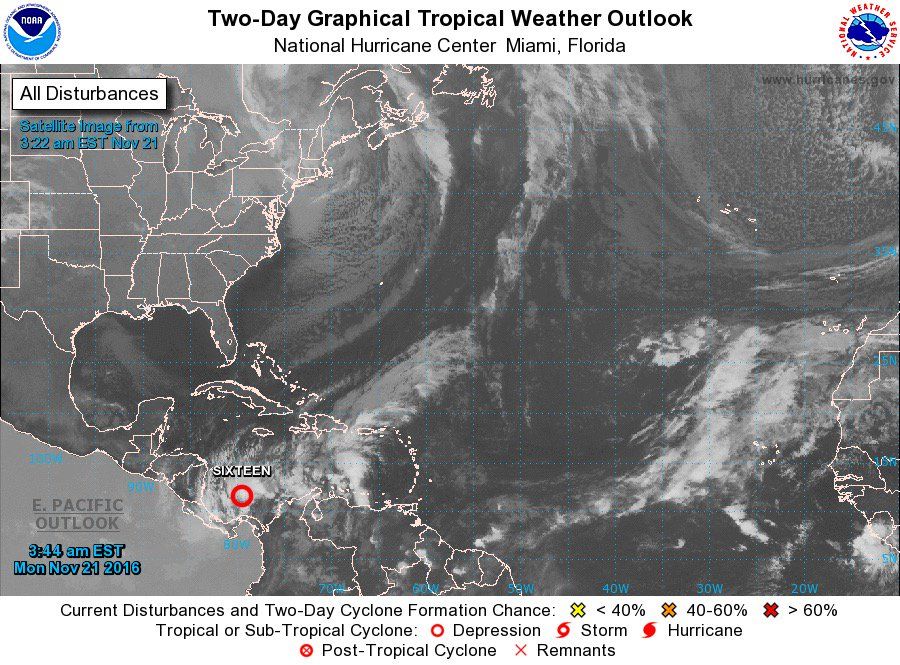 Depresión tropical 16 se intensifica a tormenta tropical 'Otto' - depresión-tropical-162