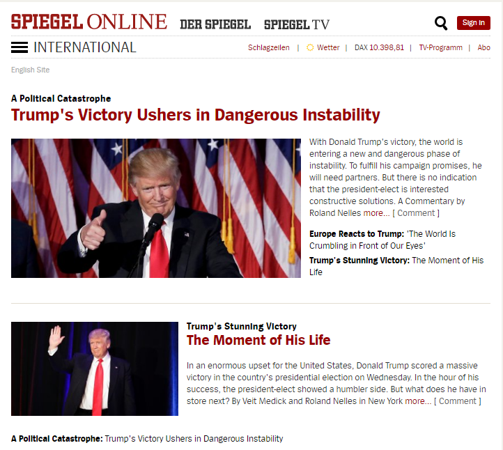 Así reaccionó el mundo a la victoria de Donald Trump - der-spiegel