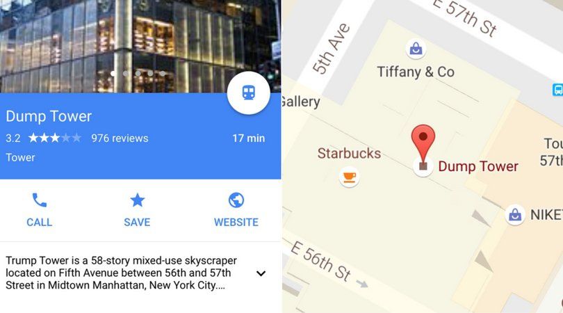 Renombran a la Torre Trump como la Torre Basurero en Google Maps - dump-tower-1