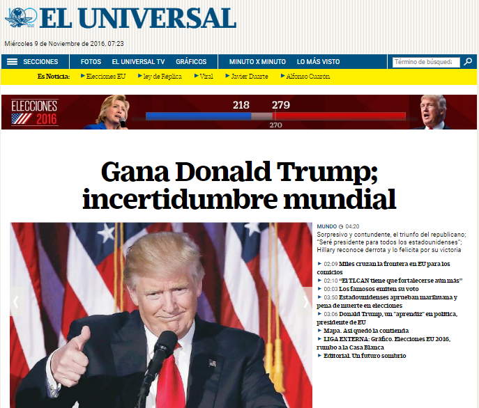 Así reaccionó el mundo a la victoria de Donald Trump - el-universal