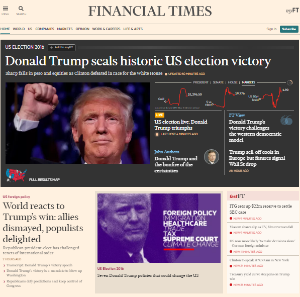 Así reaccionó el mundo a la victoria de Donald Trump - financial-timees