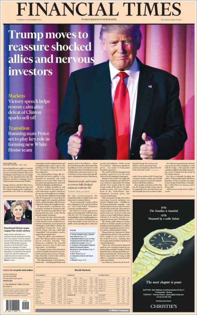Prensa nacional e internacional reacciona a triunfo de Donald Trump - financial-times-641x1024