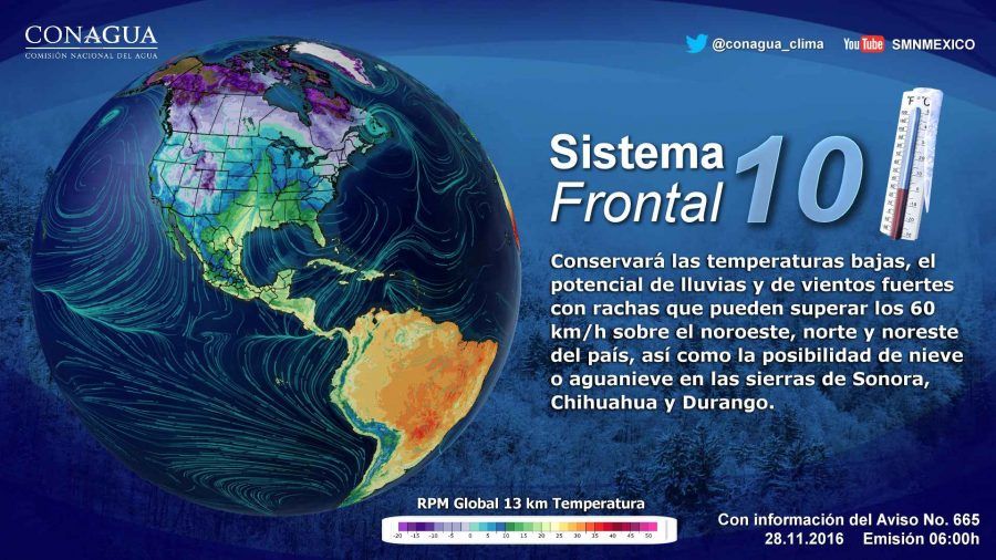 Continuarán las bajas temperaturas en el norte del país - frente-frio-10-1-e1480339435829
