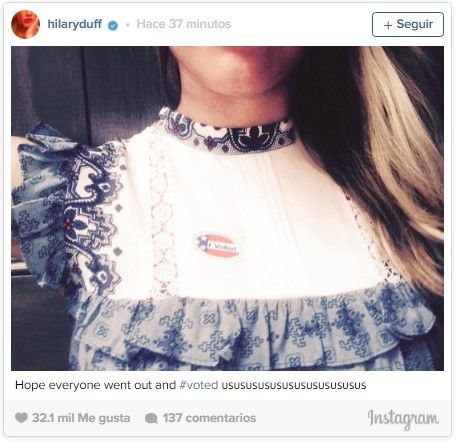 Los famosos en el día de la elección presidencial de EE.UU. - hillary-duff