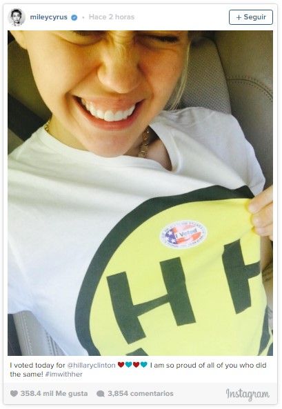 Los famosos en el día de la elección presidencial de EE.UU. - miley-cyrus