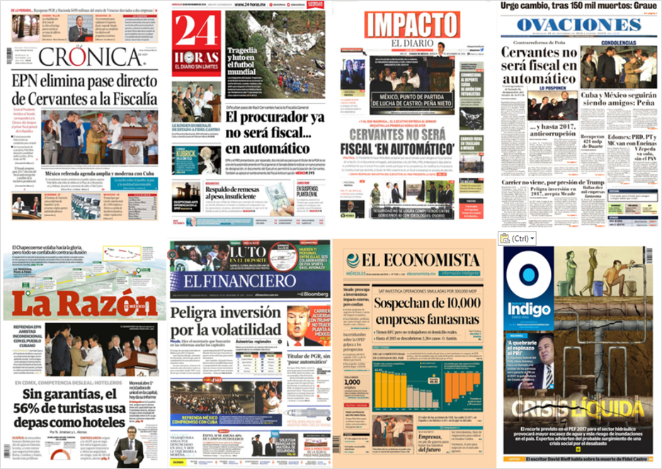 Peña Nieto, el Chapecoense, Fidel Castro y Trump en las portadas de los periódicos - periodicos-miercoles-2