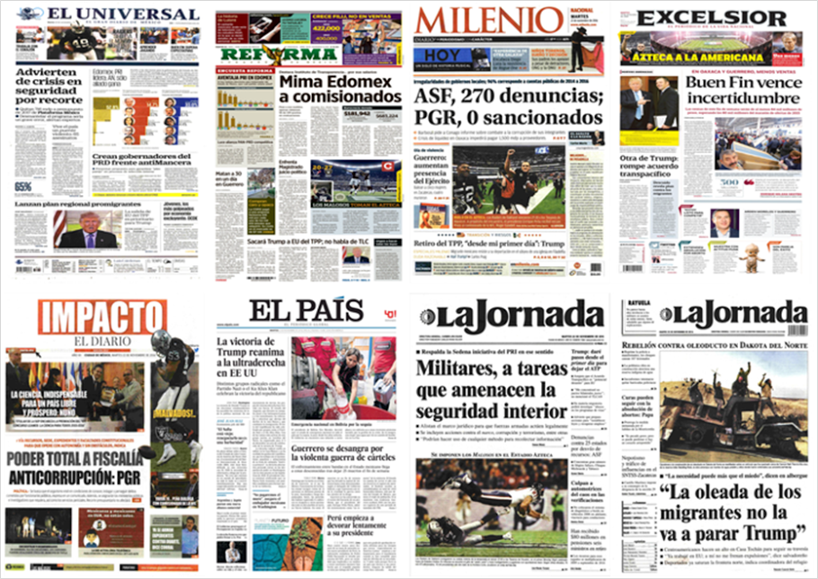 El TPP, la PGR y los partidos políticos en las portadas de los periódicos